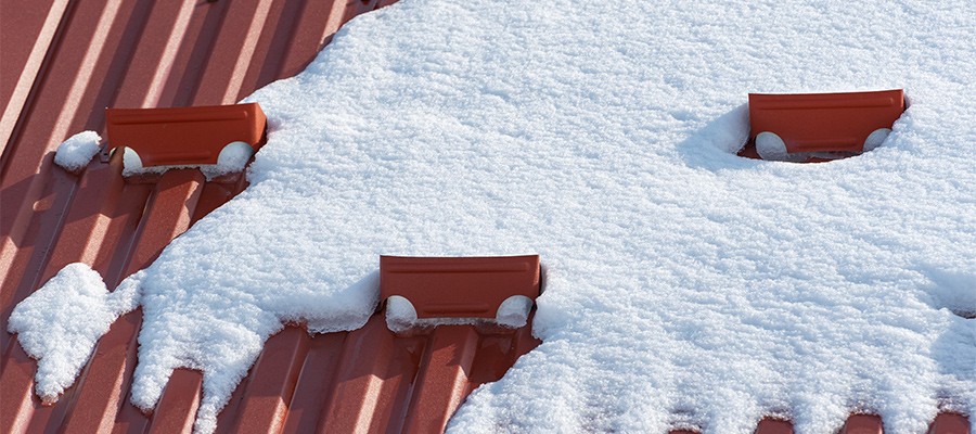 Metal roof in the winter